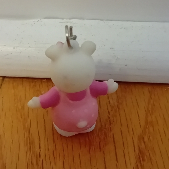 Vintage 80s Gao Fenjun White Bear W/ Pink Dress & Bow Keychain Squishy 1.75" - Picture 4 of 6